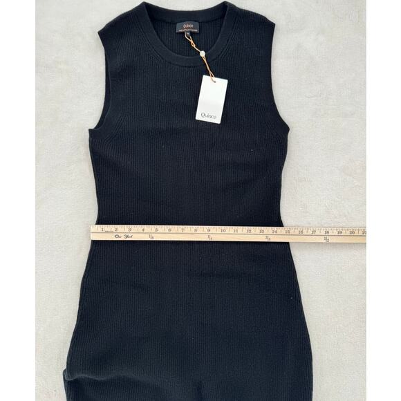 Quince 100% Mongolian Cashmere Black Midi Sweater Dress Sleeveless Ribbed NWT M - Picture 10 of 11